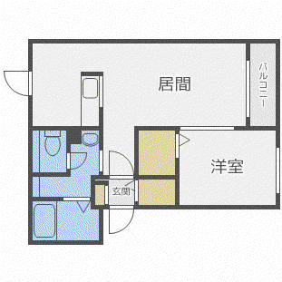 リュミエール(1LDK/1階)の間取り写真