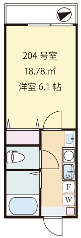 カジメゾン(1K/2階)の間取り写真