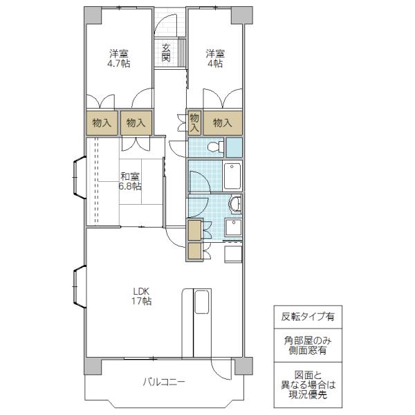 龍ヶ崎第一グリーンコーポ(3LDK/3階)の間取り写真