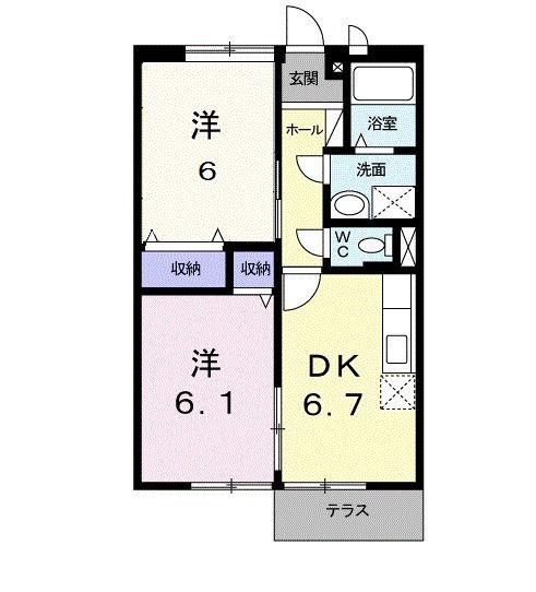 サニーコートM(2DK/1階)の間取り写真