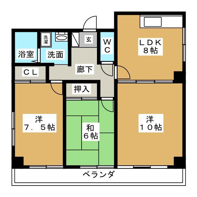 西山ビル(3LDK/5階)の間取り写真