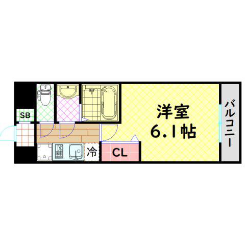 プレサンス大国町ブライス(1K/6階)の間取り写真