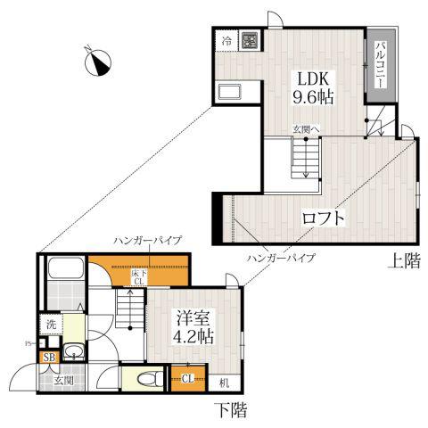 CB川越イニシオ(1LDK/1階)の間取り写真
