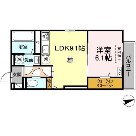 グランデシェチオ千本杉II(1LDK/2階)の間取り写真