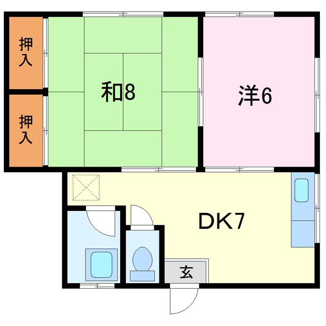 レジデンス下河原(2DK/3階)の間取り写真