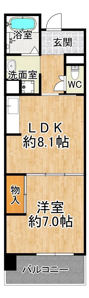 明泉寺シティコート(1LDK/1階)の間取り写真