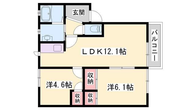 カーサA(2LDK/2階)の間取り写真