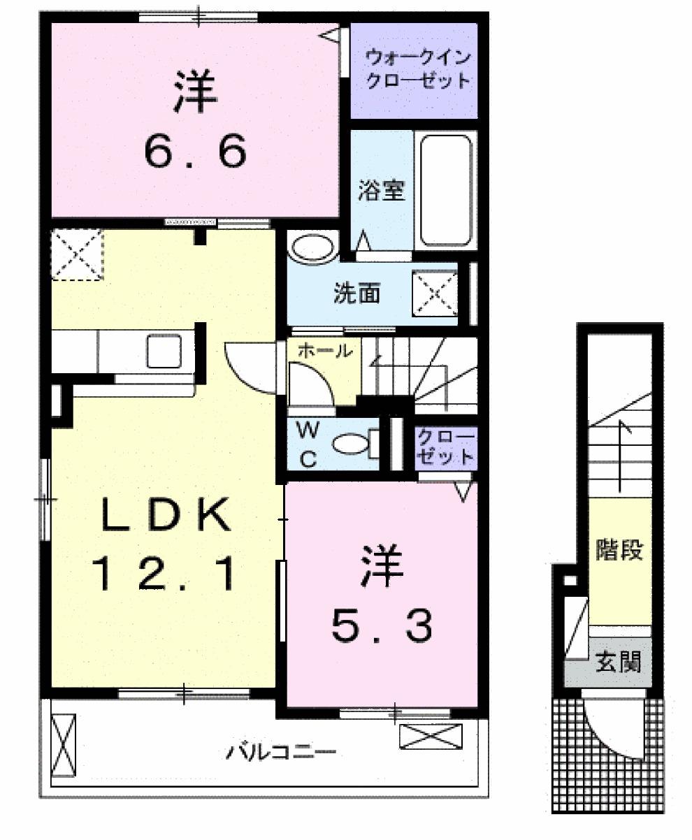 グラチチュード(2LDK/2階)の間取り写真