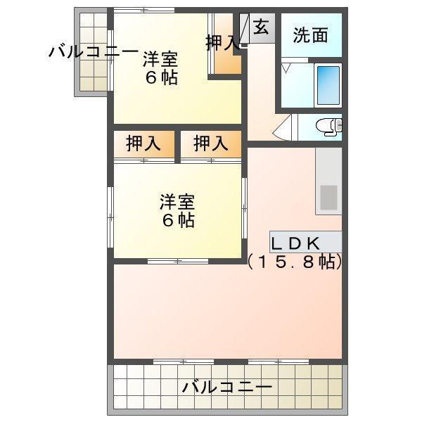 プレミールKI(2LDK/1階)の間取り写真