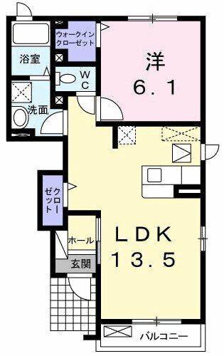 ジェルメSAKAIウエスト(1LDK/1階)の間取り写真