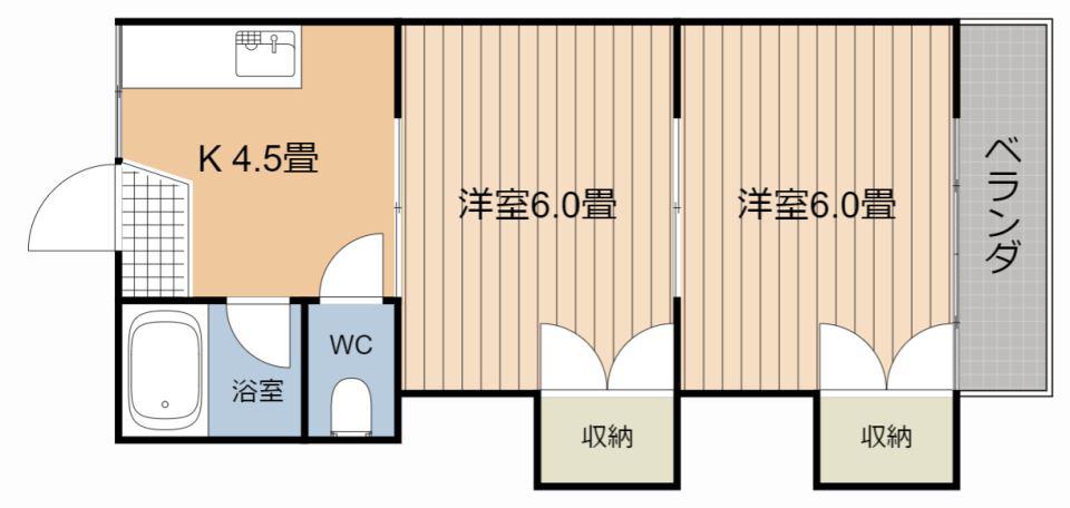 コーポ青島(2K/2階)の間取り写真