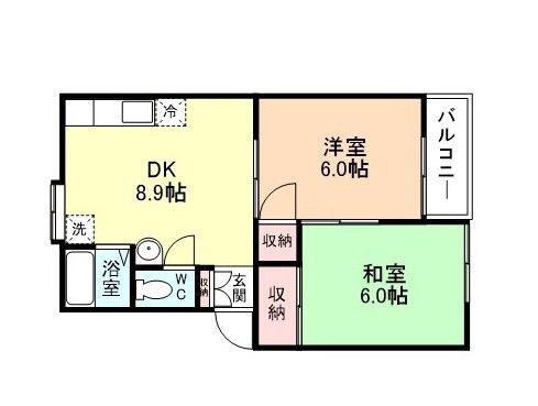 コーポマウントビューA(2DK/2階)の間取り写真