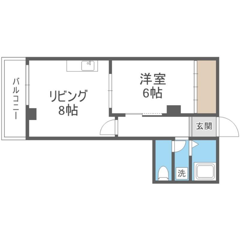 北川ビル(1DK/4階)の間取り写真