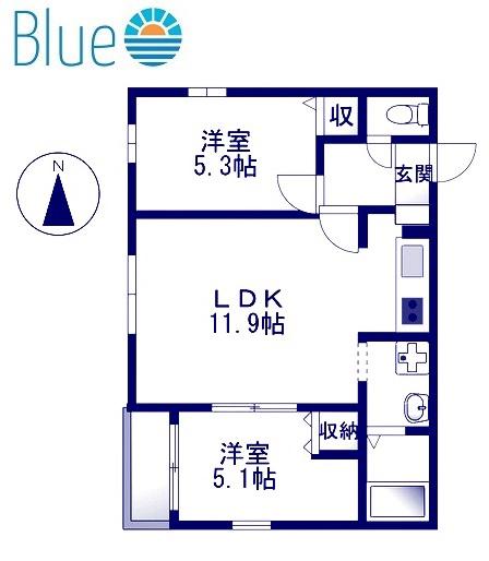 ルスソラール(2LDK/1階)の間取り写真