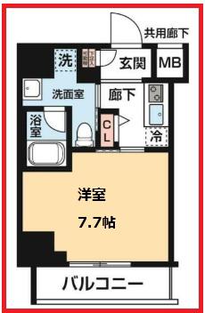 アルコバレーノ堀切菖蒲園(1K/7階)の間取り写真