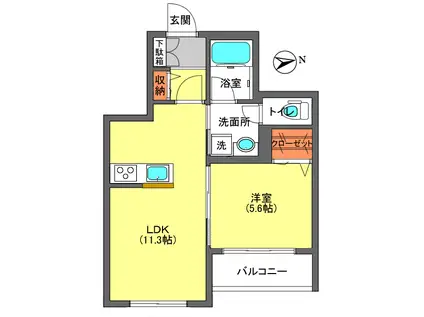 FUJI テラス(1LDK/3階)の間取り写真