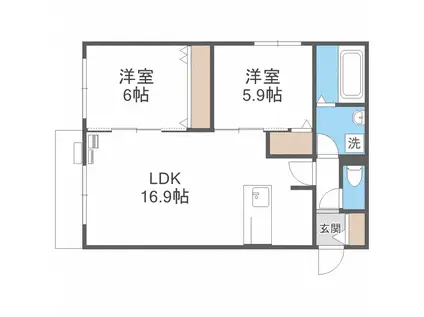 NOERU宮の沢(2LDK/1階)の間取り写真