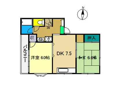 ロイヤルガーデン南宝永町(2DK/3階)の間取り写真