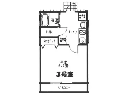 リブハピネスV(1K/2階)の間取り写真