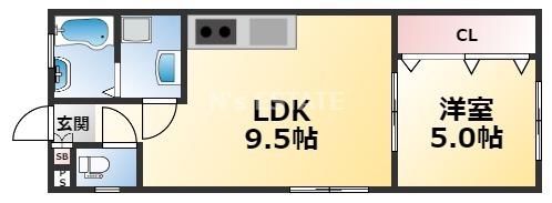 JS小山町(1LDK/1階)の間取り写真