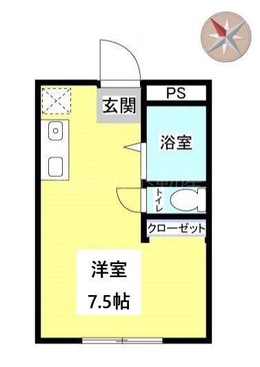 サンハイツエムI(ワンルーム/3階)の間取り写真