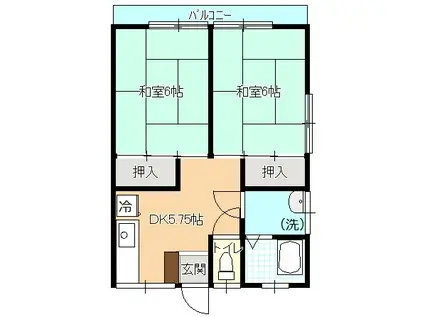 コーポしらゆり(2DK/2階)の間取り写真