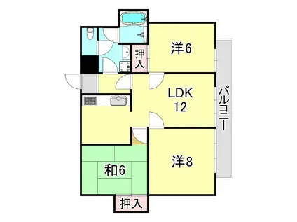 ラ・フォーレ夙川(3LDK/3階)の間取り写真