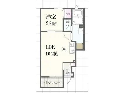 カプラン花田II(1LDK/1階)の間取り写真