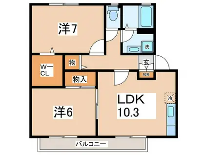 ルミエールB(2LDK/2階)の間取り写真