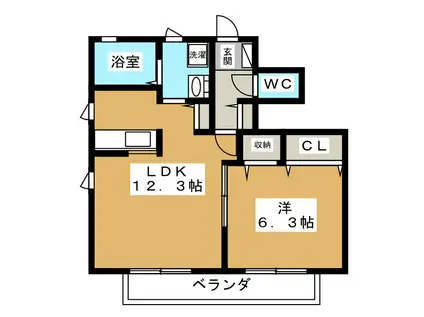 ＪＲ東海道本線 安倍川駅 徒歩15分 2階建 築11年(1LDK/1階)の間取り写真