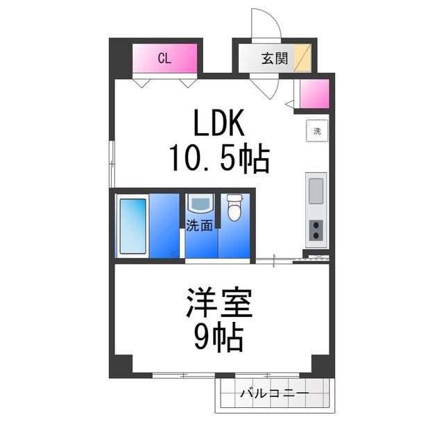 ブランカ堺東(1LDK/5階)の間取り写真