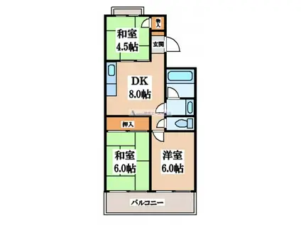 サンコートキタイ(3DK/2階)の間取り写真