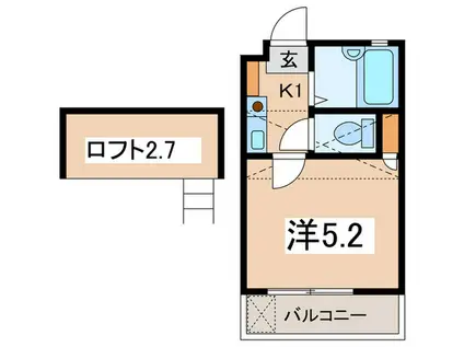 ラ・ベルティー町田(1K/2階)の間取り写真