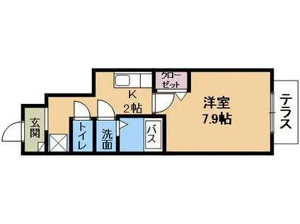 ジュネス山元II(ワンルーム/1階)の間取り写真