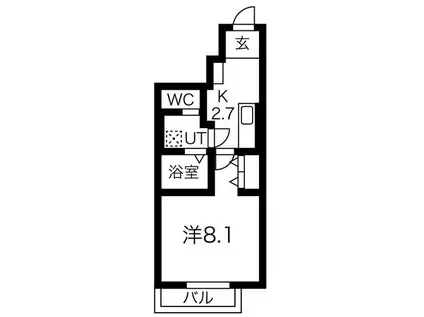 ソワサントゥ ディス長田町B(1K/1階)の間取り写真