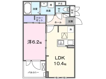 サンク フィチオ(1LDK/2階)の間取り写真