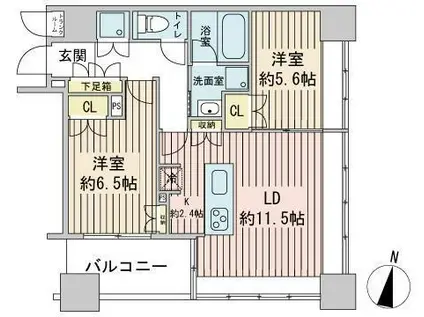 ラフィネタワー札幌南3条(2LDK/17階)の間取り写真