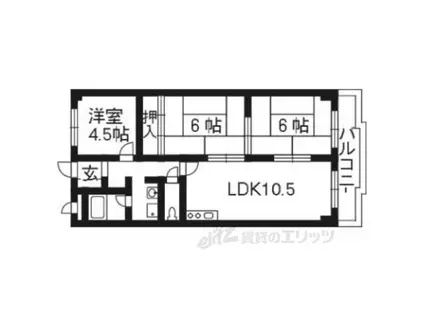 サンライフ牧野(3LDK/4階)の間取り写真