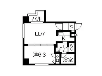 アルファスクエア大通西17(1LDK/7階)の間取り写真