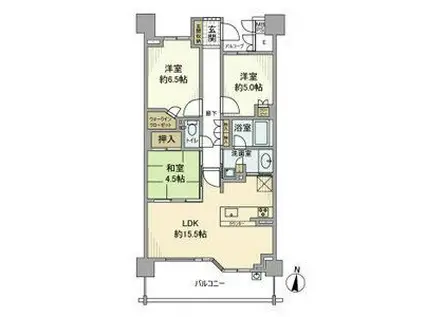 ヴィラス星ヶ丘の森(3LDK/5階)の間取り写真