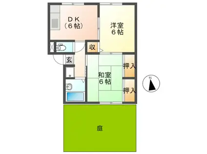 メゾンリヴァージュII(2DK/1階)の間取り写真