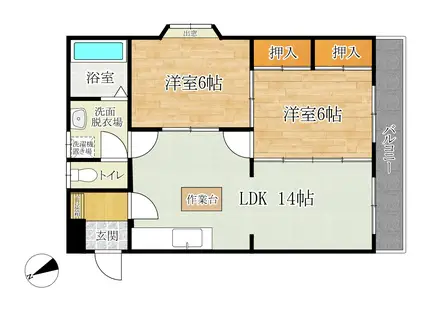 ヒルズ守恒(2LDK/4階)の間取り写真