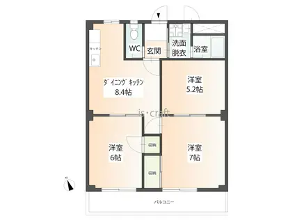 シティーパレスカキシマ(3DK/3階)の間取り写真