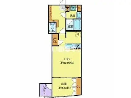 オープンブルーム渋谷本町(1LDK/3階)の間取り写真