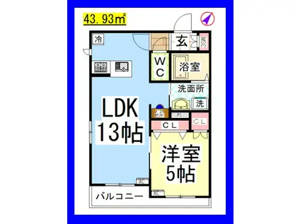 AF ラ ヴィーナス(1LDK/2階)の間取り写真