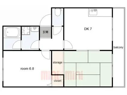 ロイヤルコート六甲(2DK/3階)の間取り写真