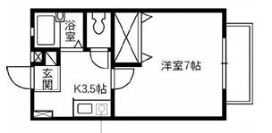 リビエール倉敷A棟(1K/2階)の間取り写真