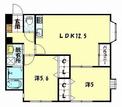 OMBRAGE(2LDK/2階)の間取り写真