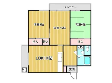 大宮町1丁目ビル(3LDK/4階)の間取り写真