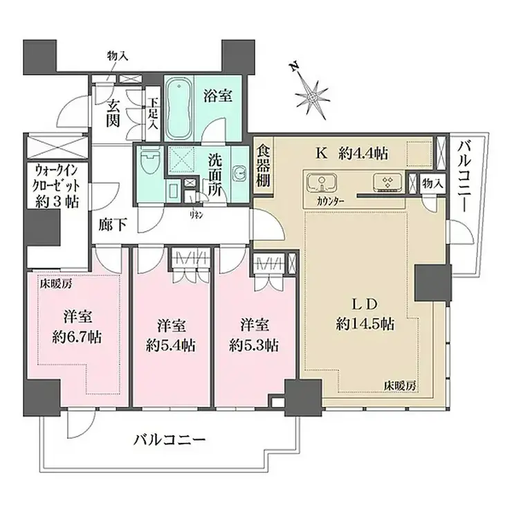ザ・パークハウス三田ガーデン レジデンス&タワー 4階階 間取り